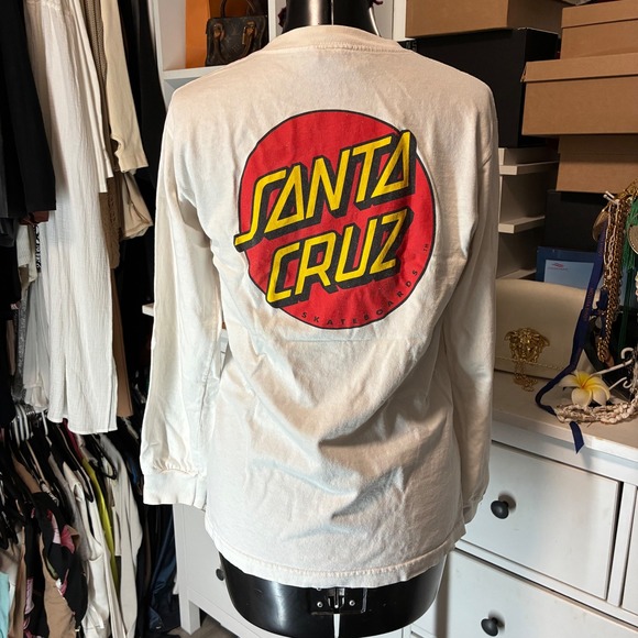 Santa Cruz Skateboards Long Sleeve Shirt Kids White Graphic Tee - Picture 8 of 9